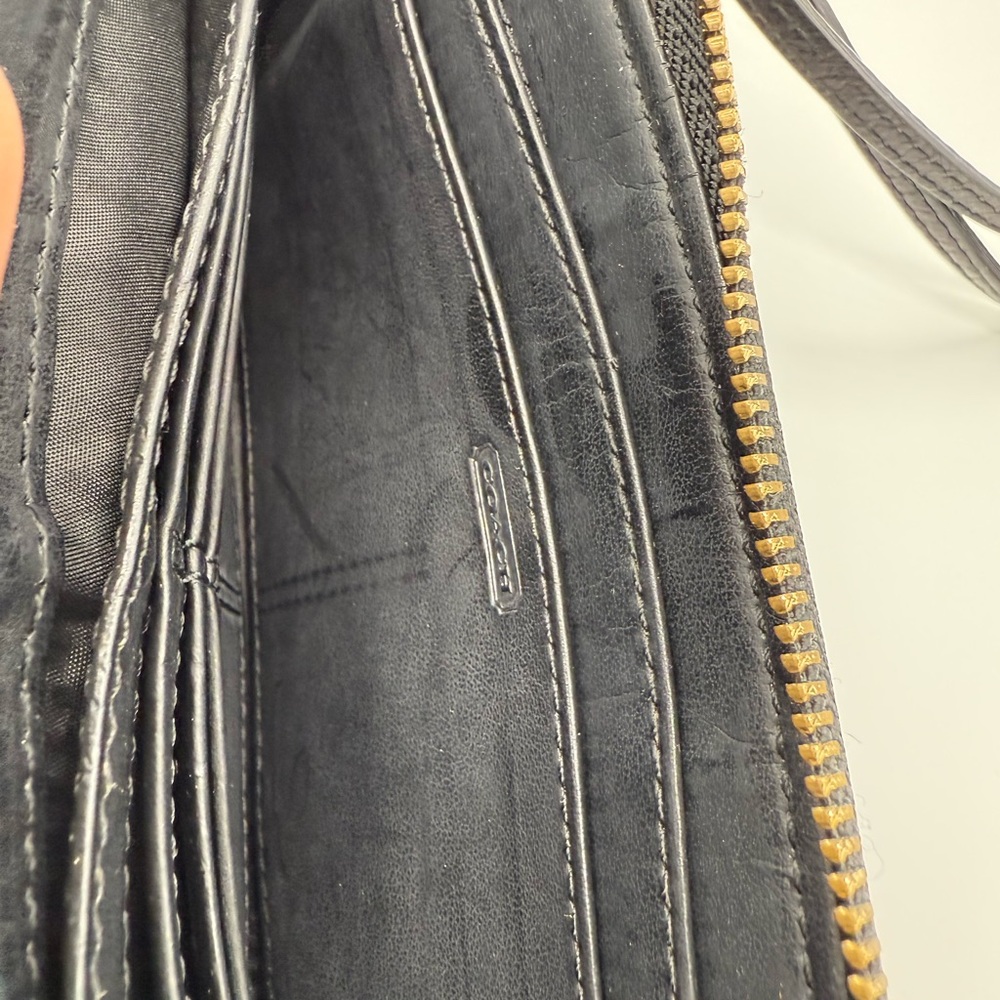 Coach Black Leather Wristlet with Gold Accents - Picture 5 of 6